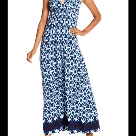 TART CHLOE MATERNITY MAXI DRESS CIRCLE TIE DYE BLUE WHITE NWOT - Picture 2 of 16